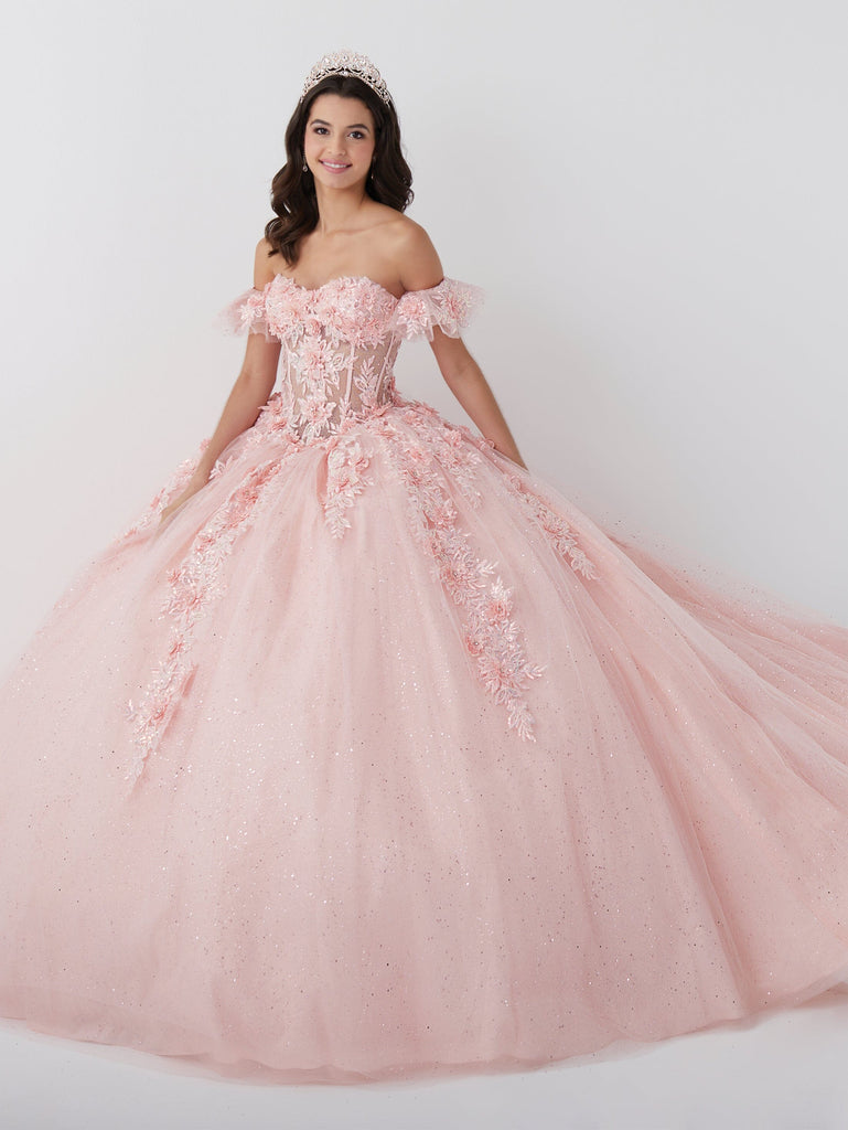 3D Floral Sheer Corset Quinceanera Dress by Fiesta Gowns 56465 – ABC Fashion