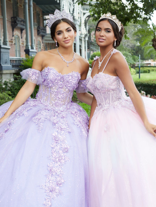 3D Floral Sheer Corset Quinceanera Dress by Fiesta Gowns 56465