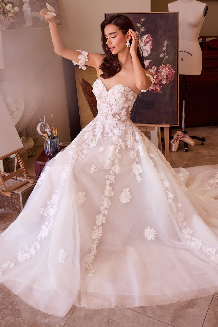 3D Floral Strapless Bridal Gown by Ladivine WL039