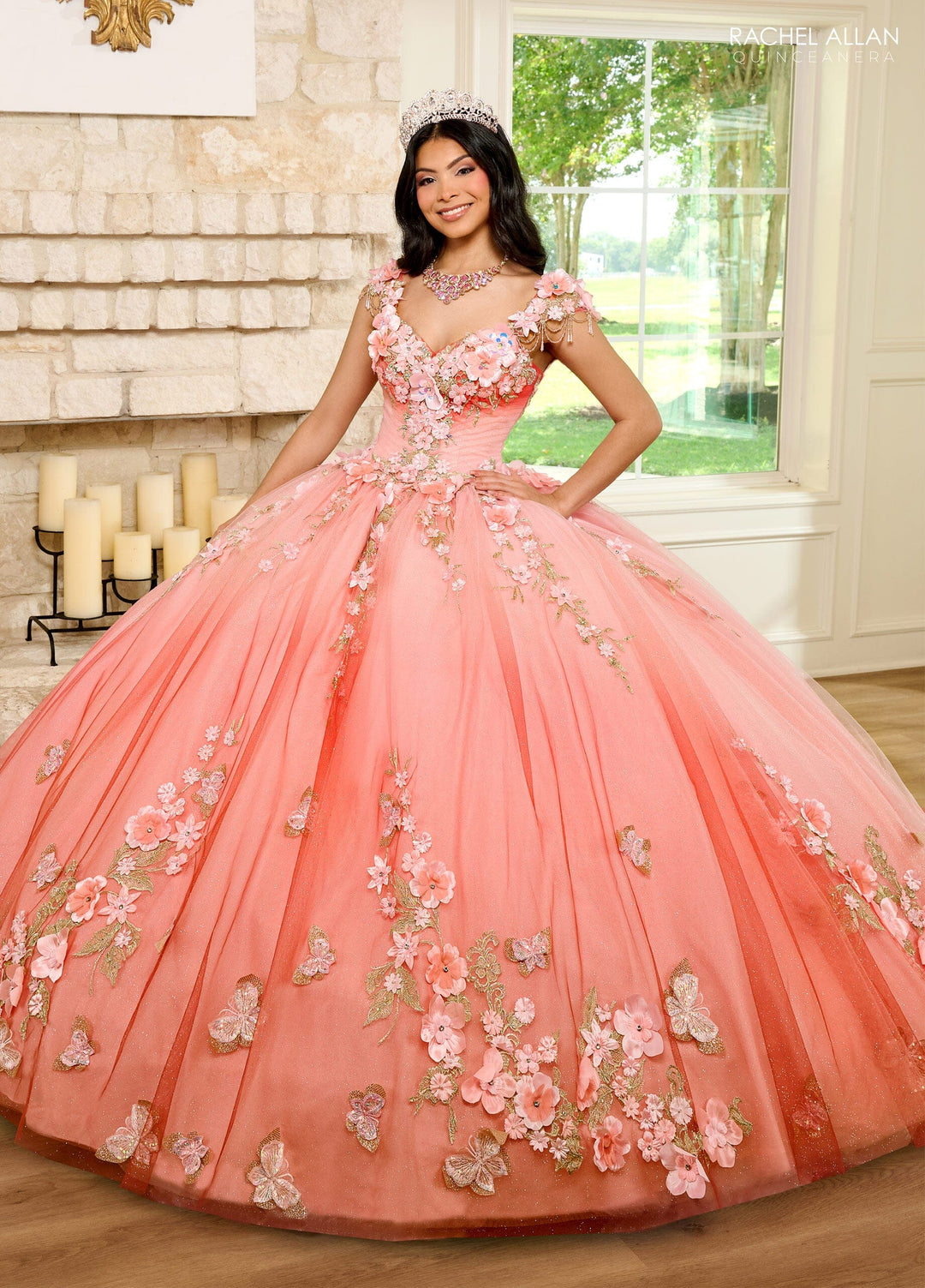 3D Floral Sweetheart Quinceanera Dress by Rachel Allan RQ3125