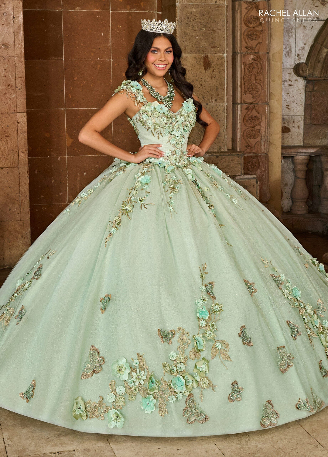 3D Floral Sweetheart Quinceanera Dress by Rachel Allan RQ3125