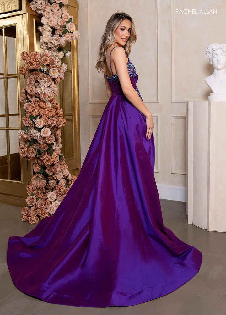 Beaded Sleeveless Overskirt Dress by Rachel Allan 40416