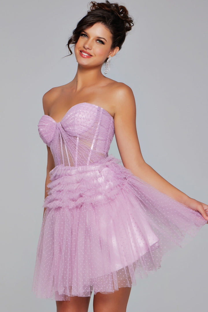 Tulle Short Strapless A-line Dress by Jovani 40467