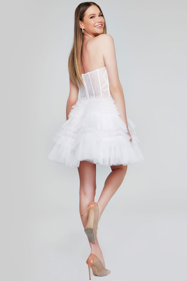 Lace Short Strapless A-line Dress by Jovani 40580