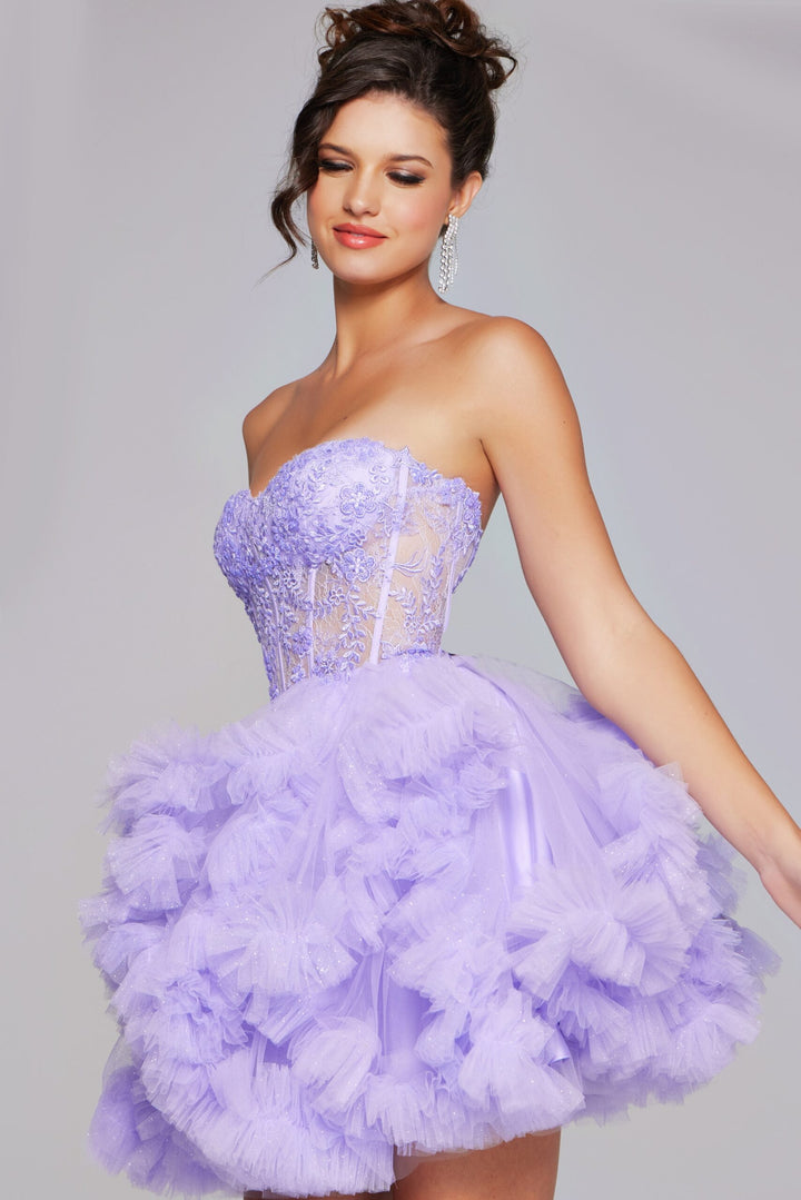 Short Strapless A-line Ruffled Dress by Jovani 40628