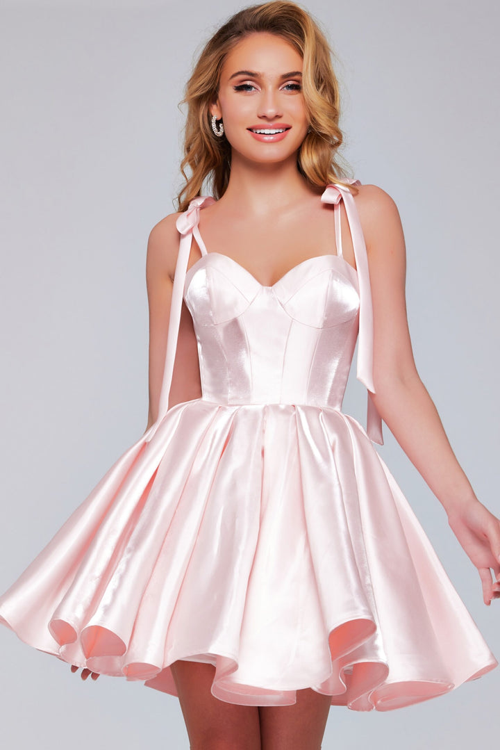 Satin Short Sleeveless A-line Dress by Jovani 42342