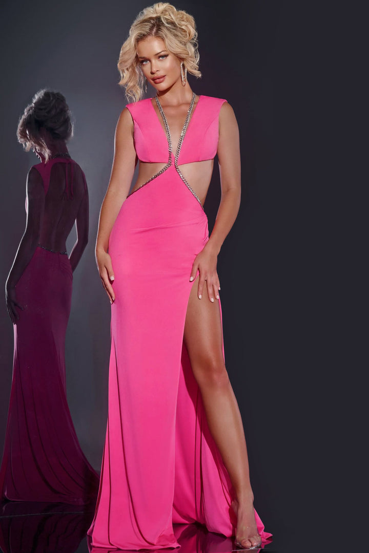 Crepe Fitted Sleeveless Cutout Gown by Jovani 42675