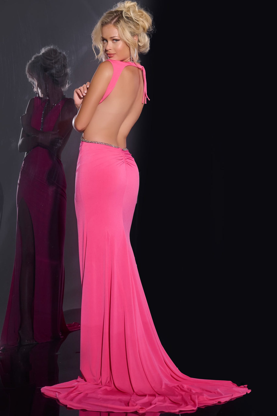 Crepe Fitted Sleeveless Cutout Gown by Jovani 42675