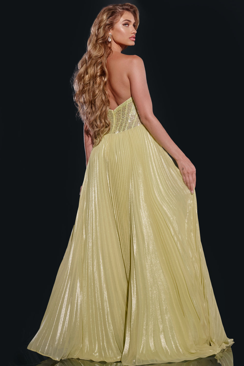 Sequin Strapless A-line Slit Gown by Jovani 43115