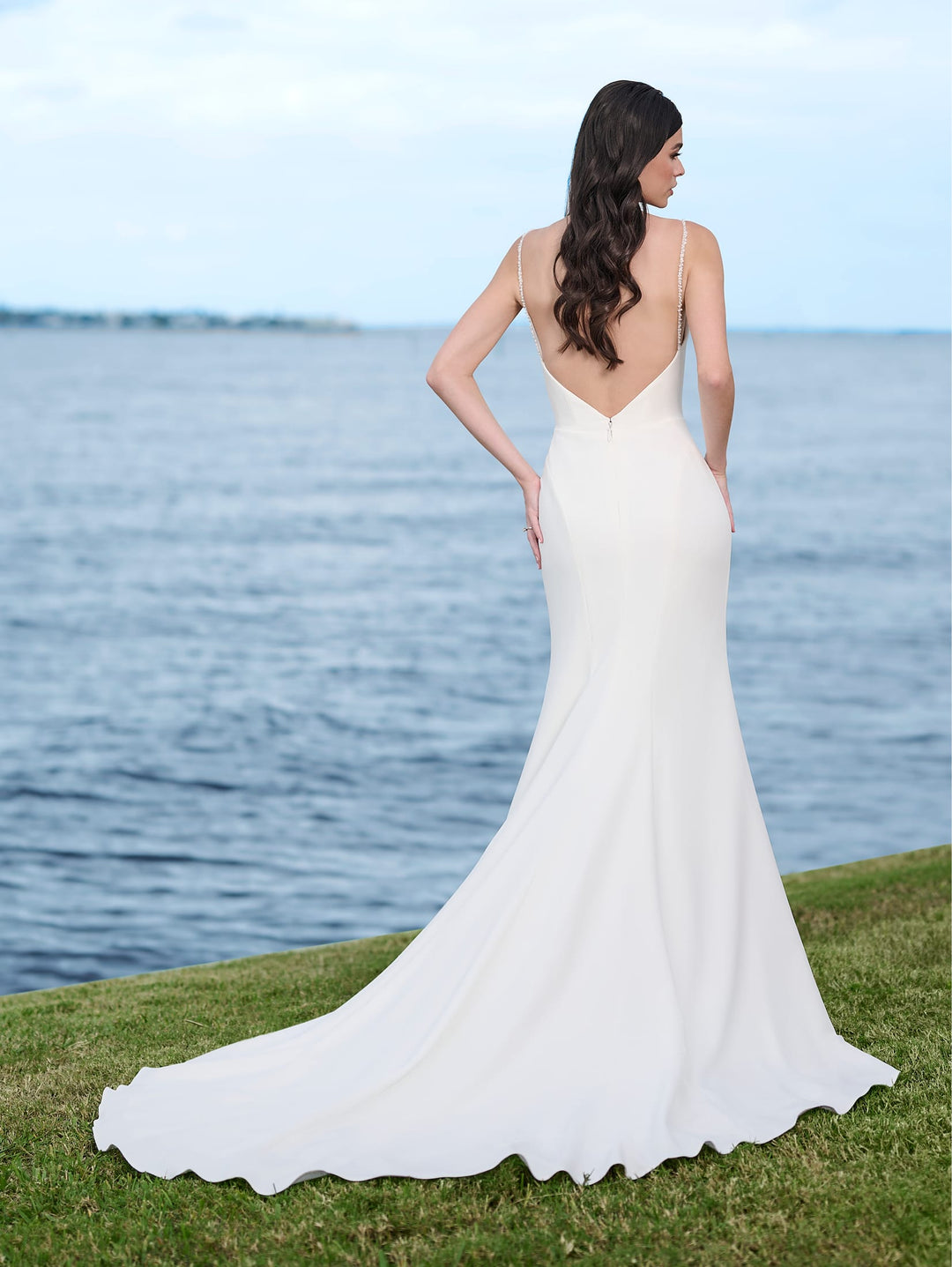 Crepe Cowl Bridal Gown by Adrianna Papell 45001