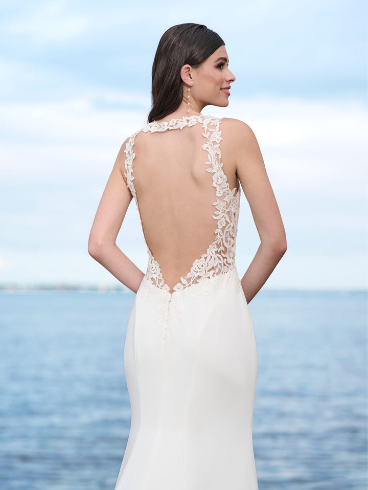 Crepe Halter Bridal Gown by Adrianna Papell 45003