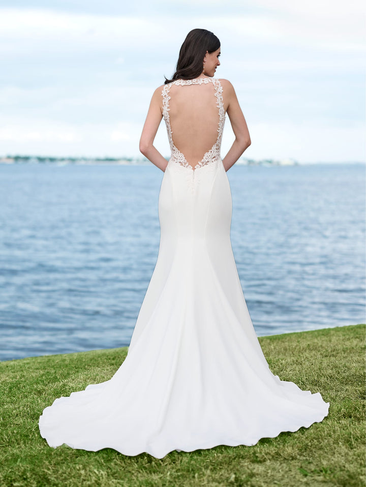 Crepe Halter Bridal Gown by Adrianna Papell 45003