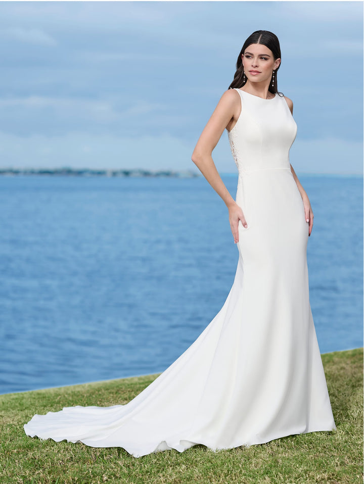 Crepe Halter Bridal Gown by Adrianna Papell 45003