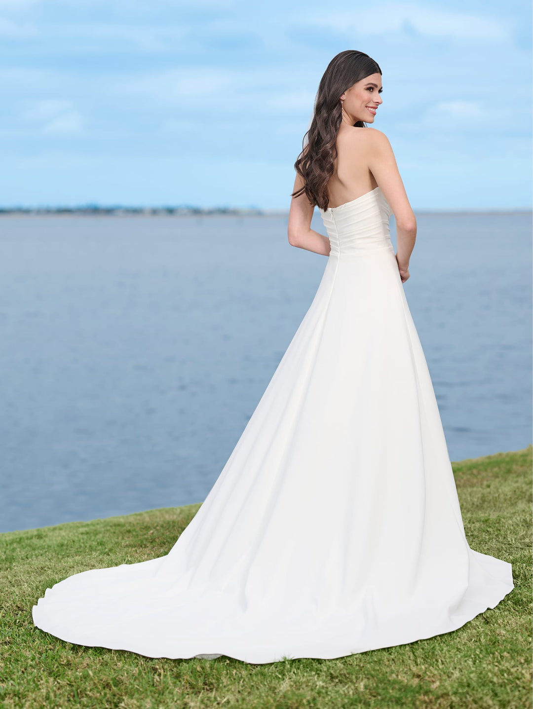 Strapless Slit Bridal Gown by Adrianna Papell 45005