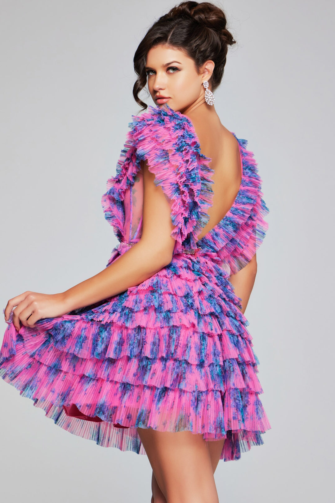 Ruffled Short Sleeveless A-line Dress by Jovani 50069