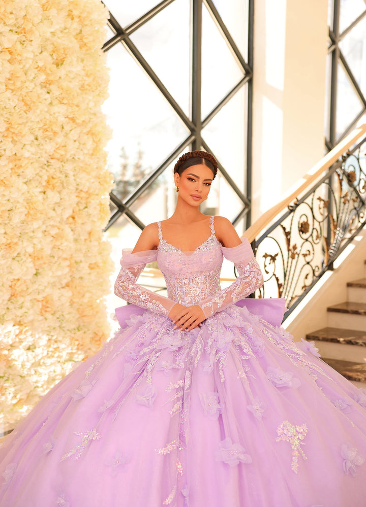 Sequin Long Sleeve Quinceanera Dress by Amarra 54204