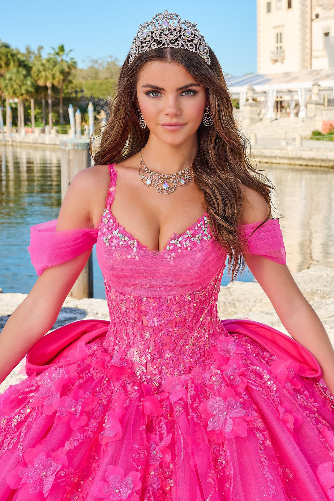 Sequin Long Sleeve Quinceanera Dress by Amarra 54204