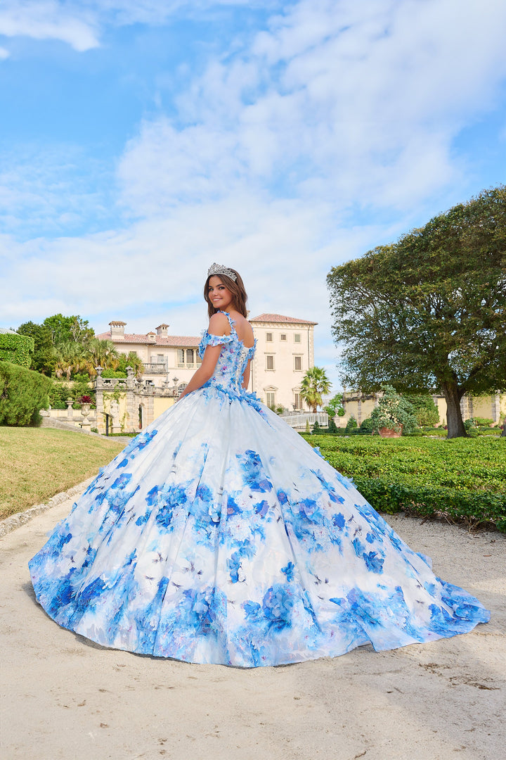 Floral Print Cape Quinceanera Dress by Amarra 54208