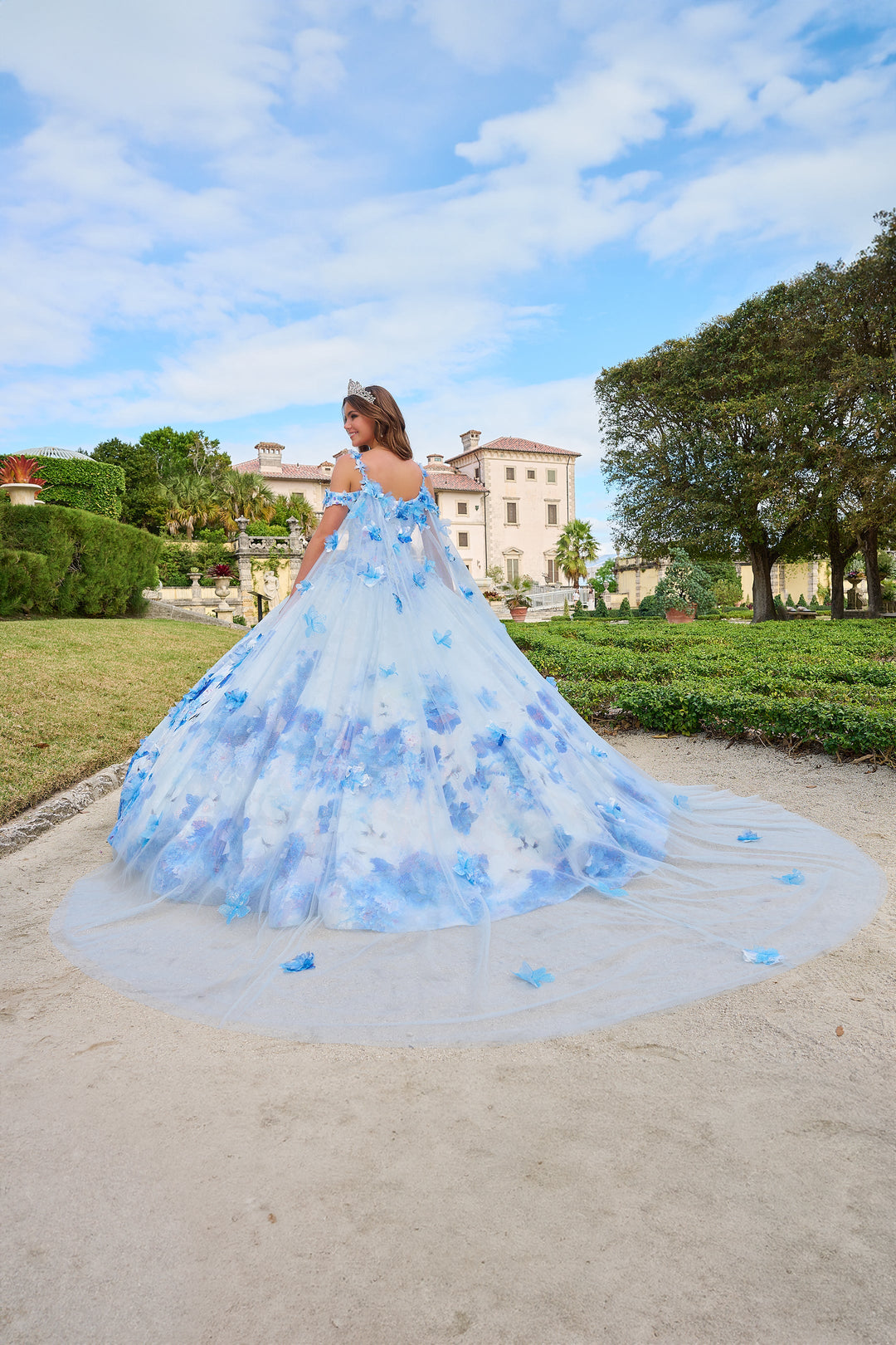 Floral Print Cape Quinceanera Dress by Amarra 54208