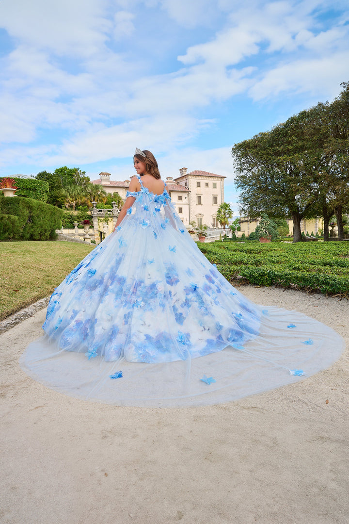 Floral Print Cape Quinceanera Dress by Amarra 54208