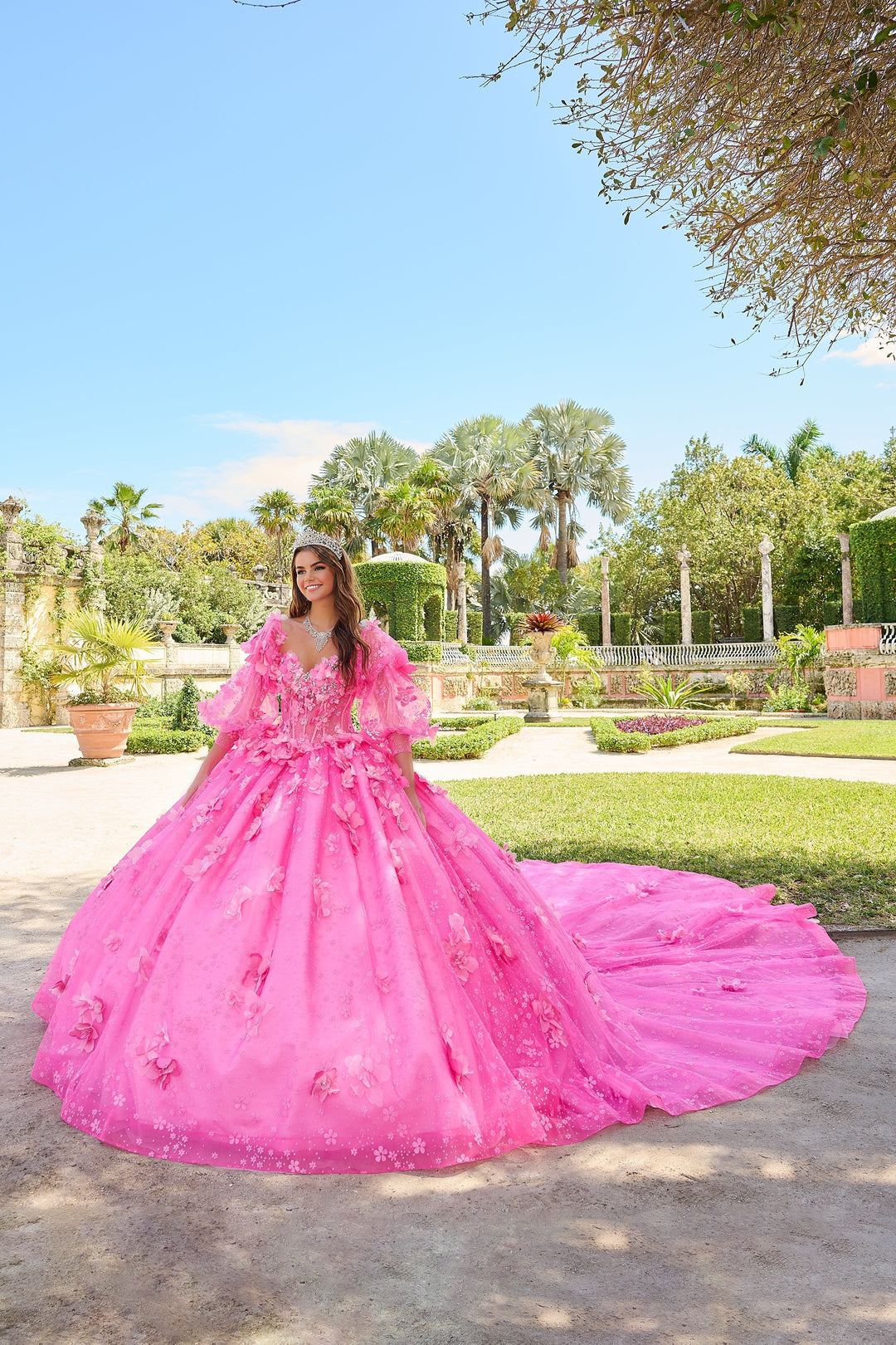 Strapless Puff Sleeve Quinceanera Dress by Amarra 54218