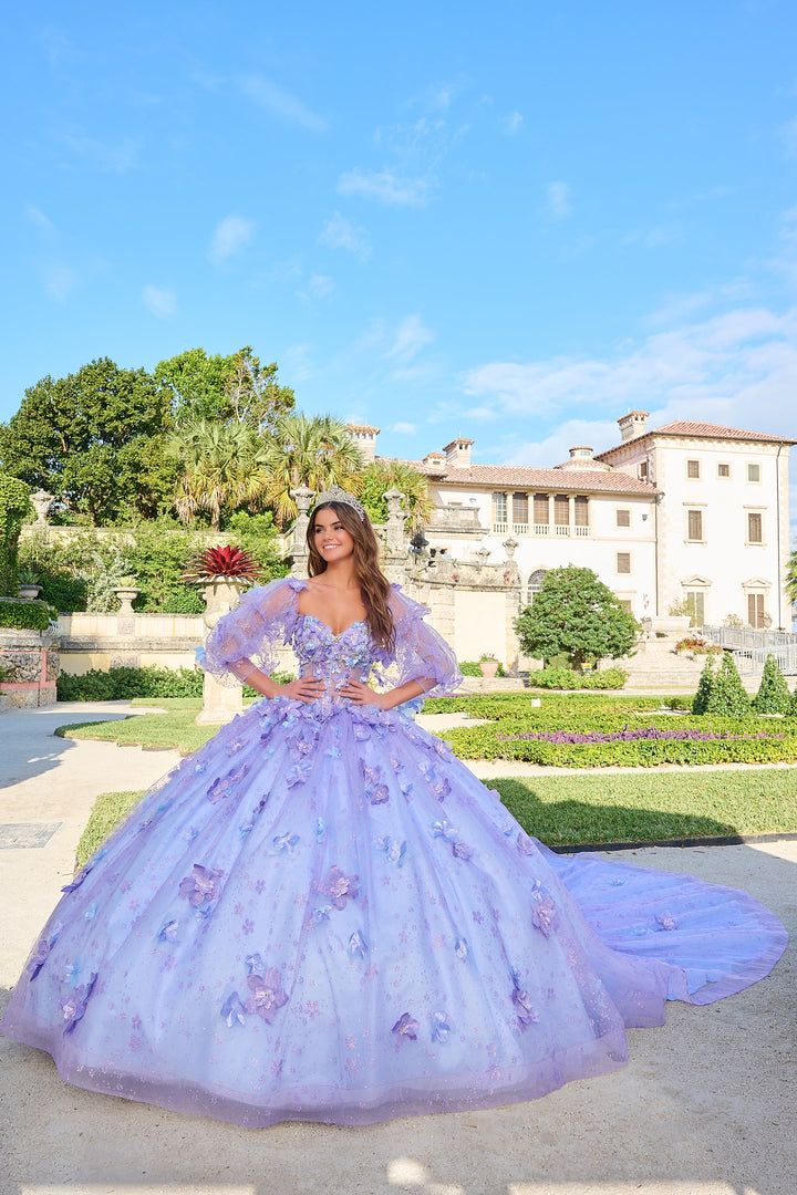 Strapless Puff Sleeve Quinceanera Dress by Amarra 54218