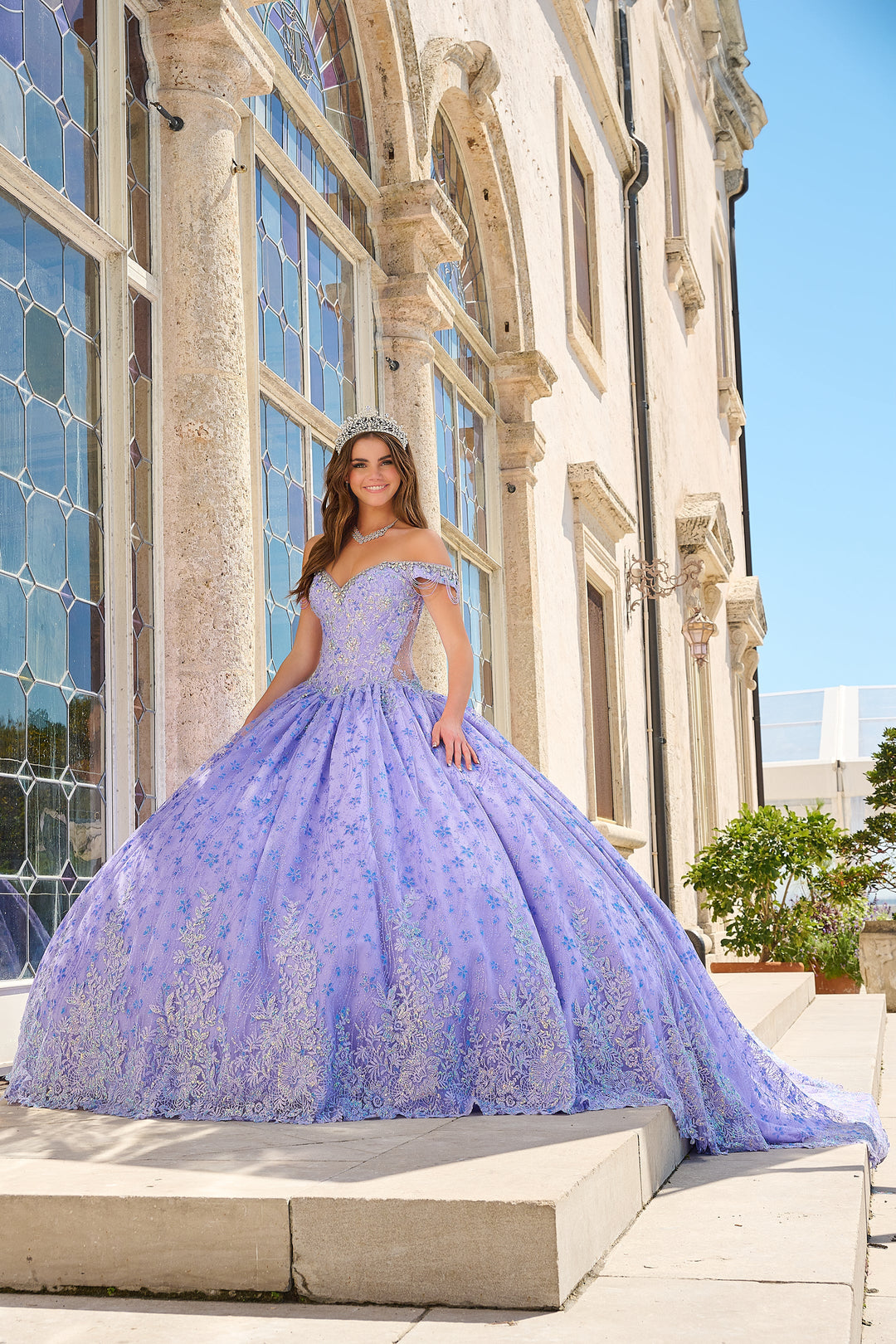 Off Shoulder Fringe Quinceanera Dress by Amarra 54220