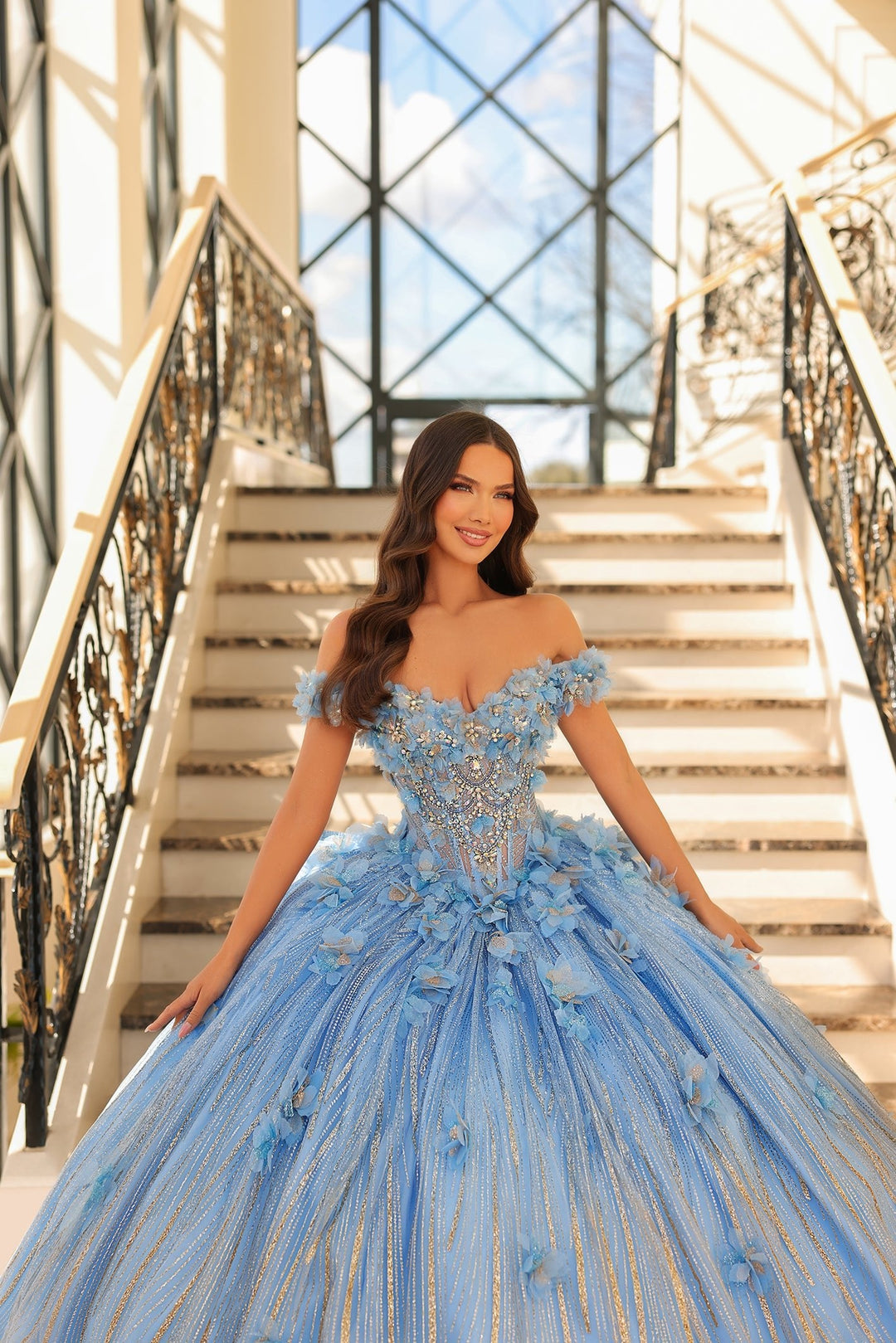 Off Shoulder Corset Quinceanera Dress by Amarra 54226