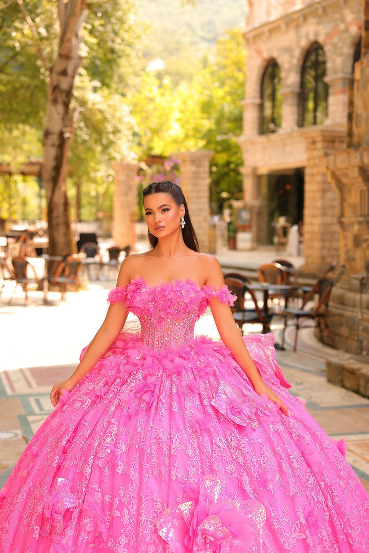 Off Shoulder Bow Ball Gown by Amarra 54233