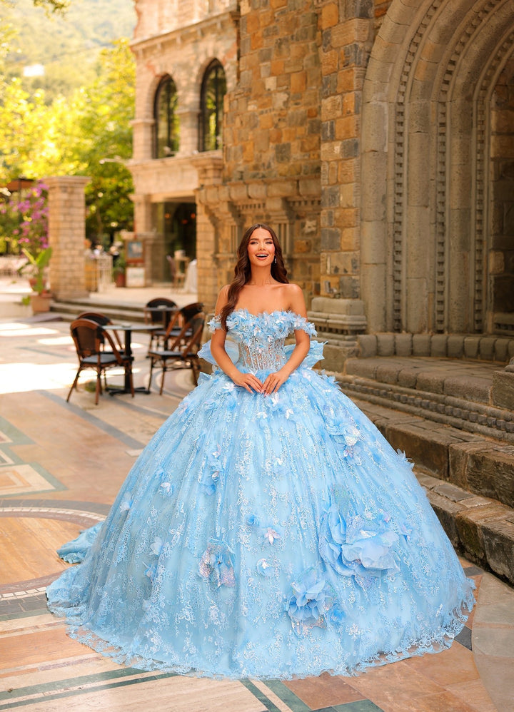 Off Shoulder Bow Ball Gown by Amarra 54233