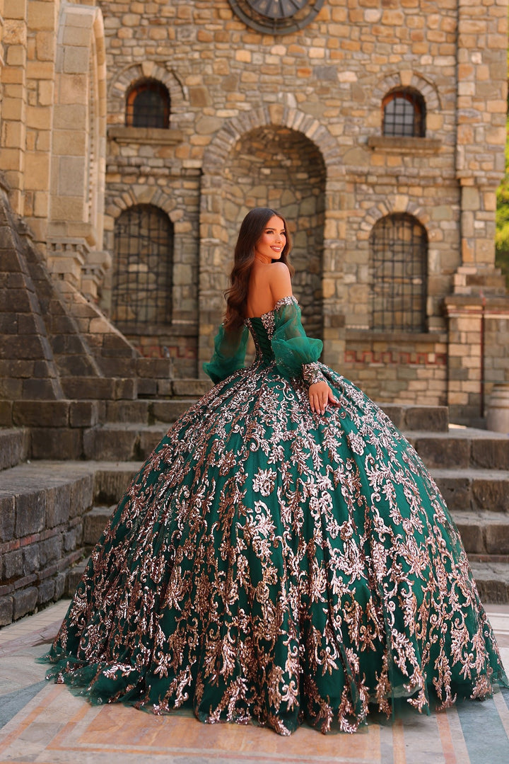 Strapless Puff Sleeve Ball Gown by Amarra 54238