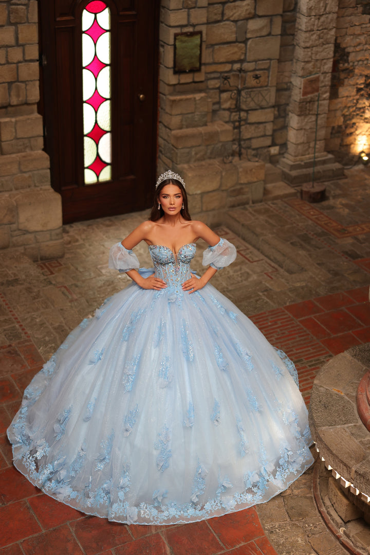 Strapless Puff Sleeve Ball Gown by Amarra 54242