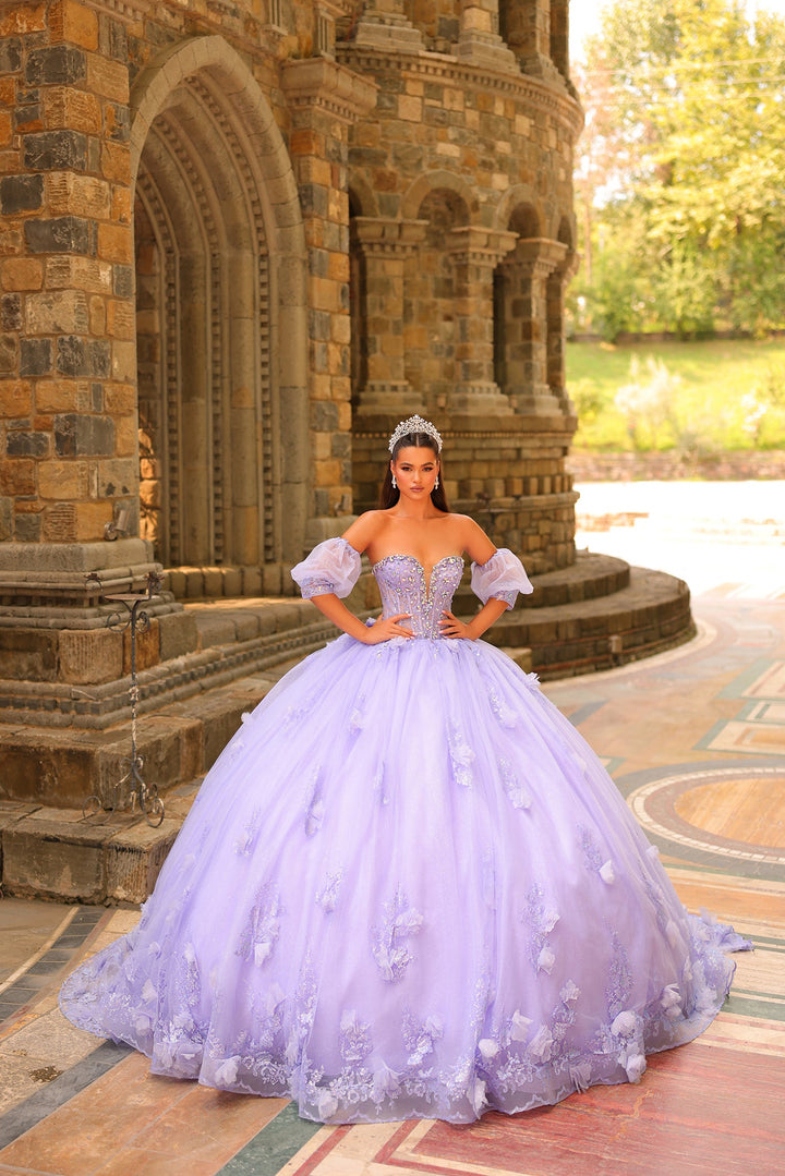 Strapless Puff Sleeve Ball Gown by Amarra 54242