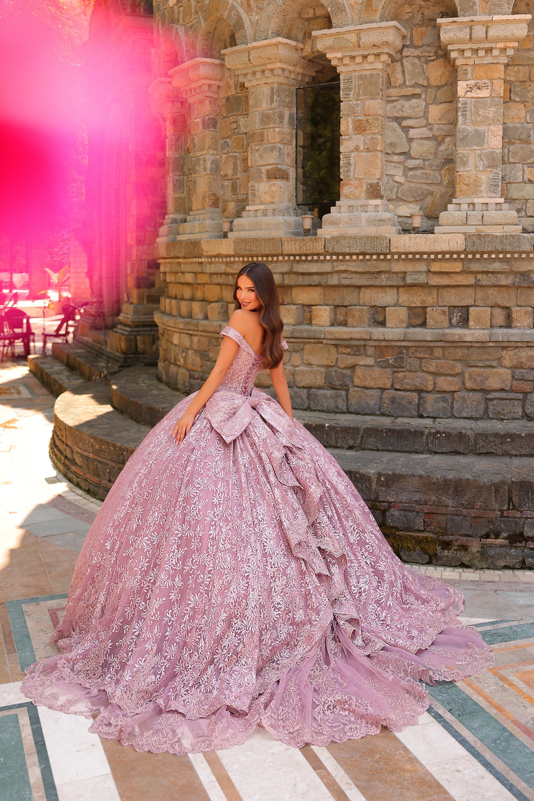 Off Shoulder Hooded Cloak Quinceanera Dress by Amarra 54324