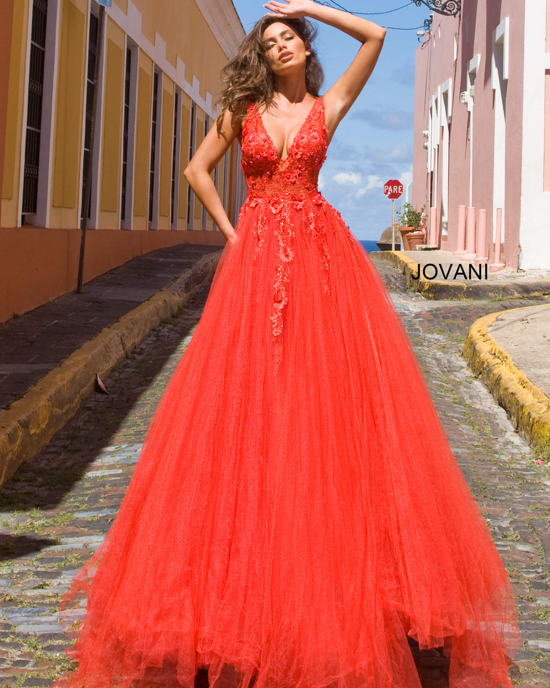 Tulle Sleeveless A-line Gown by Jovani 55634