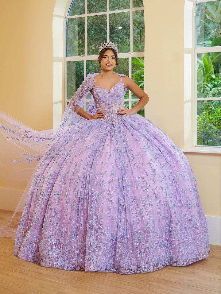 Sleeveless Cape Quinceanera Dress by LizLuo Fiesta 56510