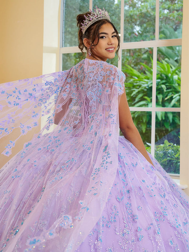 Sleeveless Cape Quinceanera Dress by LizLuo Fiesta 56510