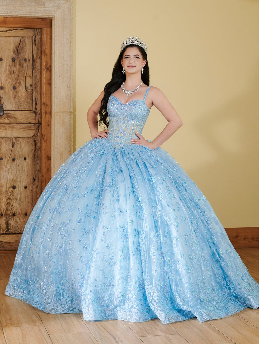 Sleeveless Cape Quinceanera Dress by LizLuo Fiesta 56510