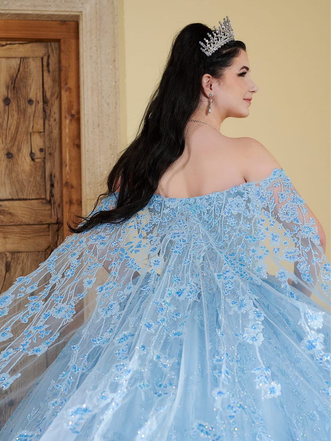 Sleeveless Cape Quinceanera Dress by LizLuo Fiesta 56510