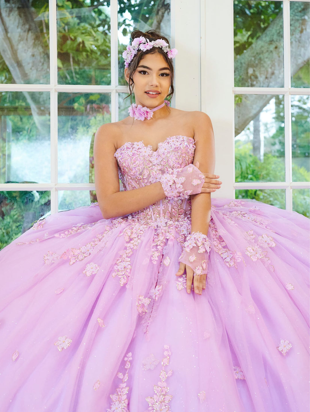 3D Floral Strapless Quinceanera Dress by LizLuo Fiesta 56514