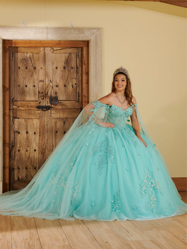 Cape Sleeve Quinceanera Dress by LizLuo Fiesta 56516