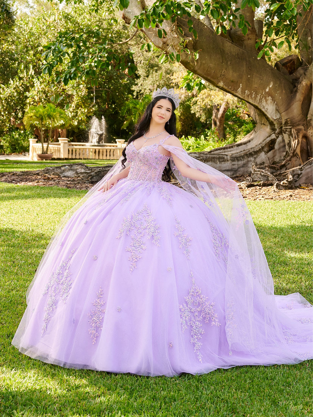 Cape Sleeve Quinceanera Dress by LizLuo Fiesta 56516