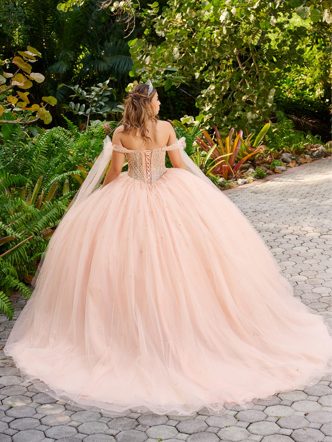 Cape Sleeve Quinceanera Dress by LizLuo Fiesta 56518