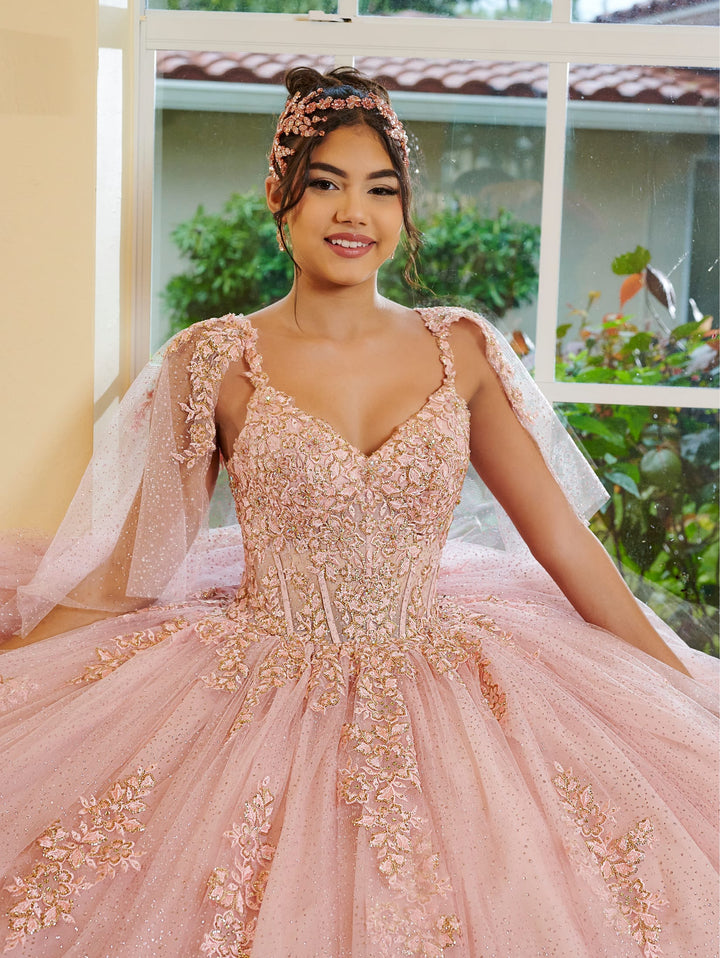 Capelet V-Neck Quinceanera Dress by LizLuo Fiesta 56519