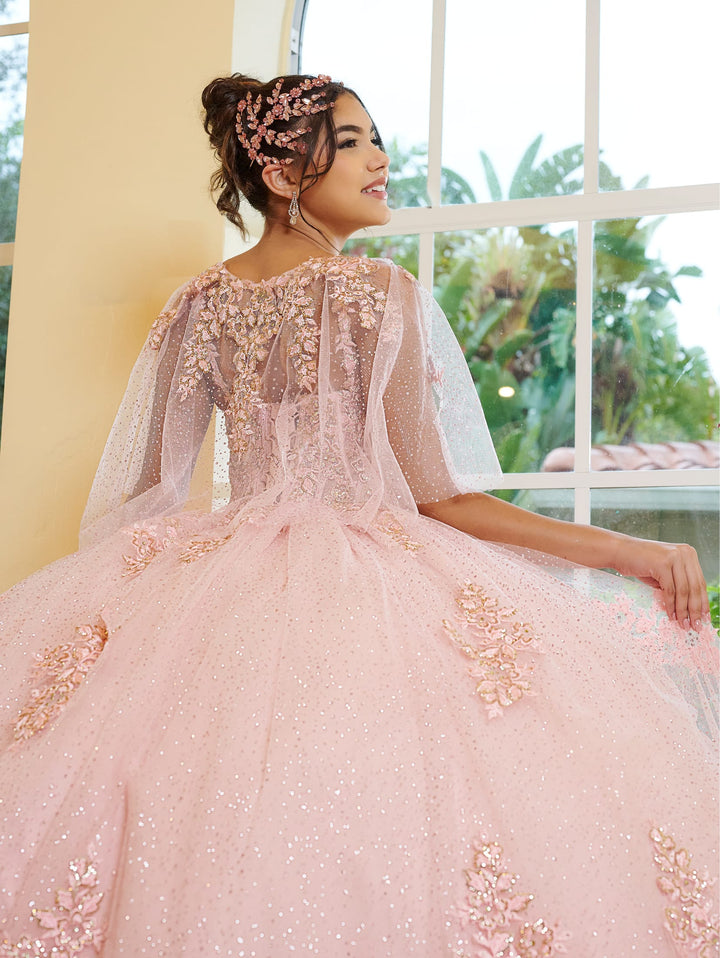 Capelet V-Neck Quinceanera Dress by LizLuo Fiesta 56519