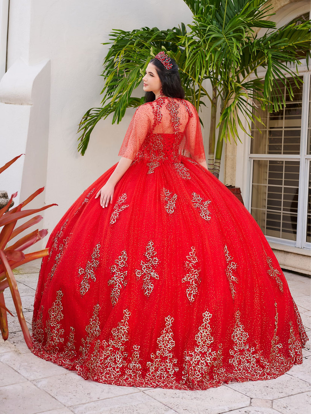 Capelet V-Neck Quinceanera Dress by LizLuo Fiesta 56519