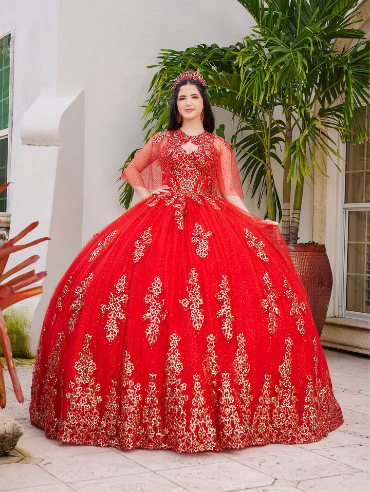 Capelet V-Neck Quinceanera Dress by LizLuo Fiesta 56519