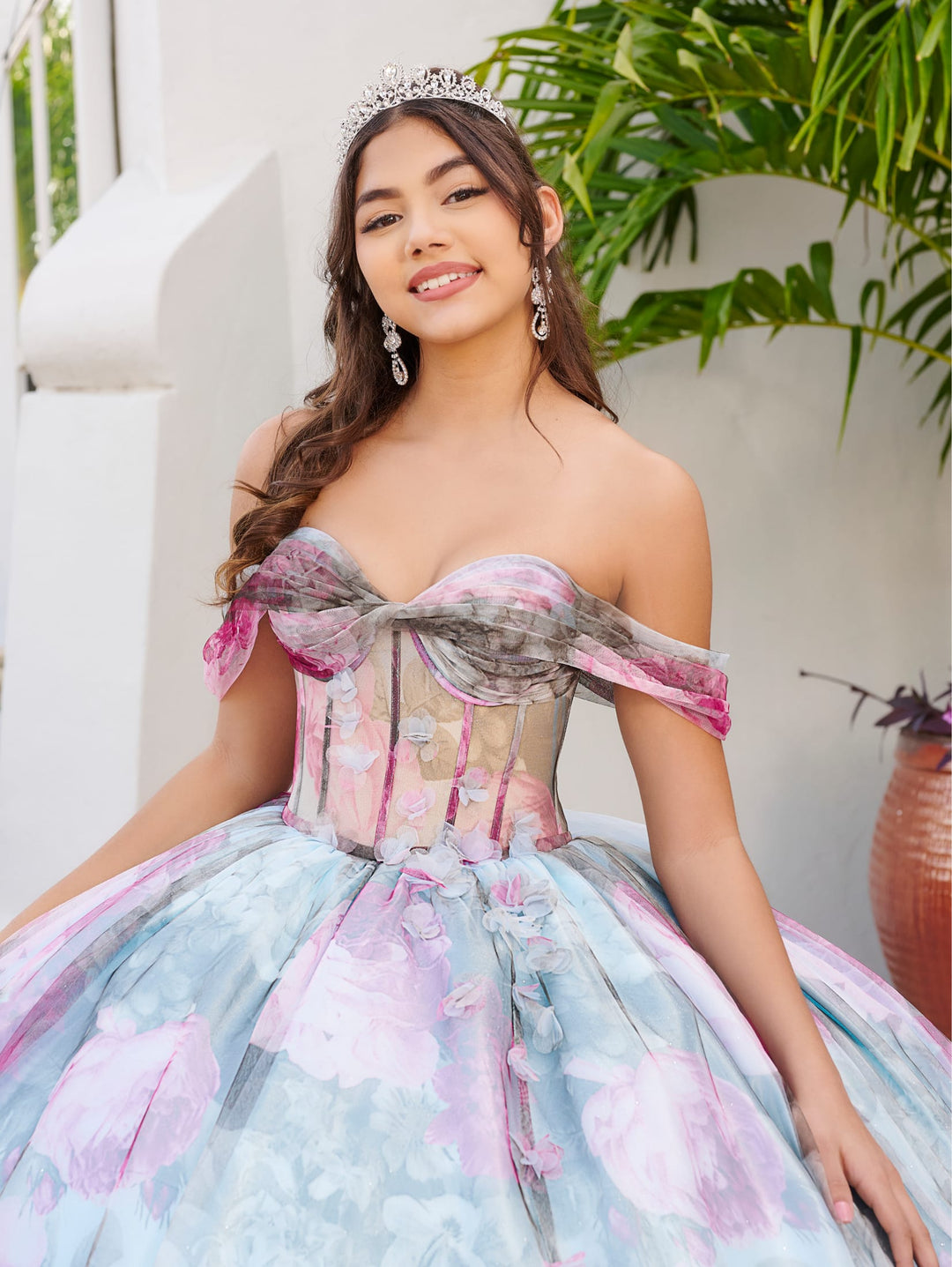 Floral Print Quinceanera Dress by LizLuo Fiesta 56520