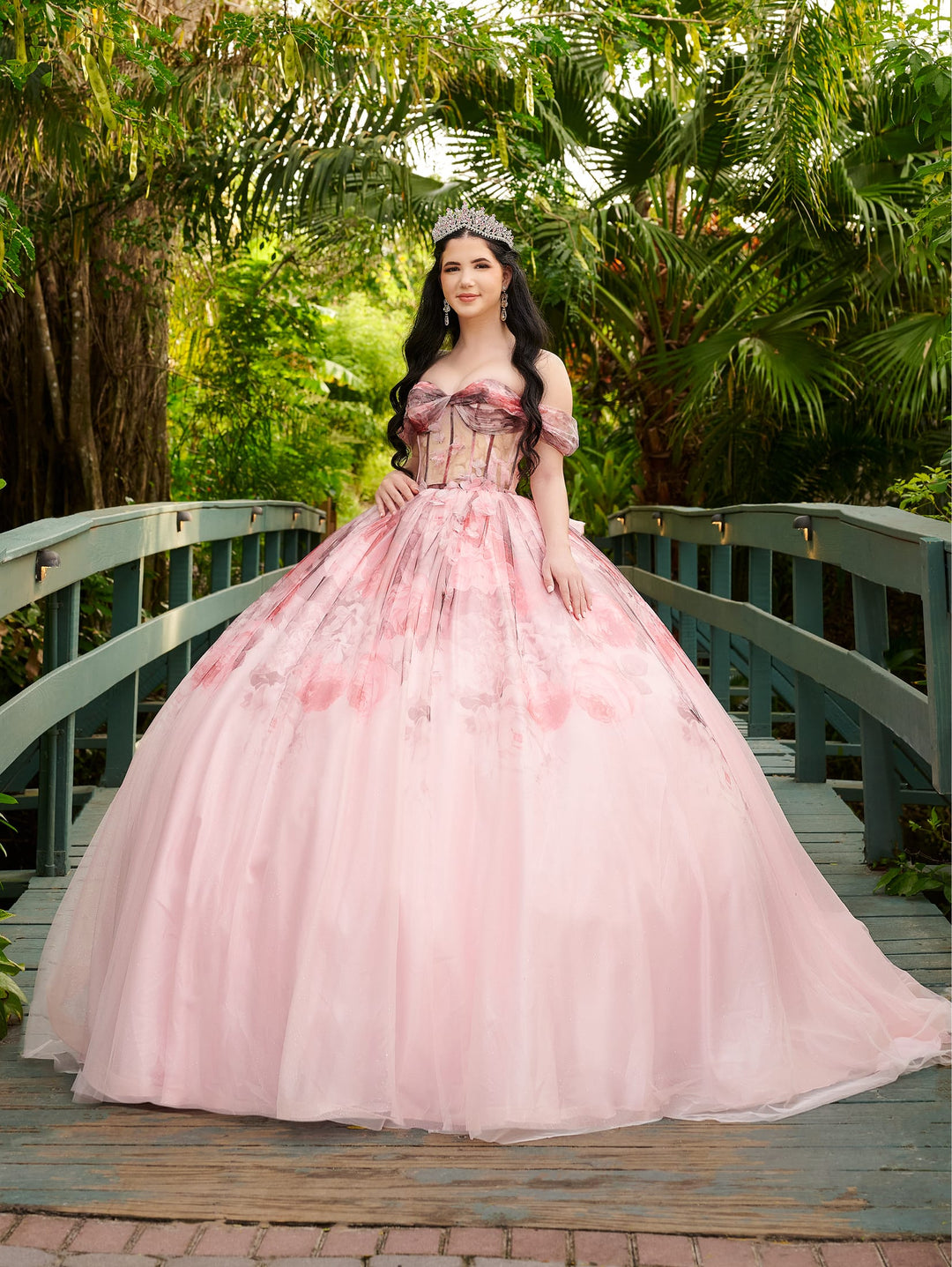 Floral Print Quinceanera Dress by LizLuo Fiesta 56520