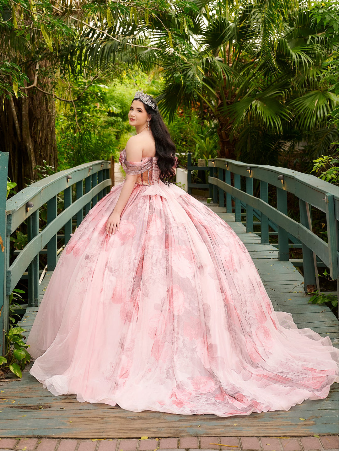 Floral Print Quinceanera Dress by LizLuo Fiesta 56520